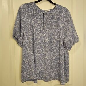 Reitmans Womens Mauve & White Patterned Flowy Blouse Top Sz XL